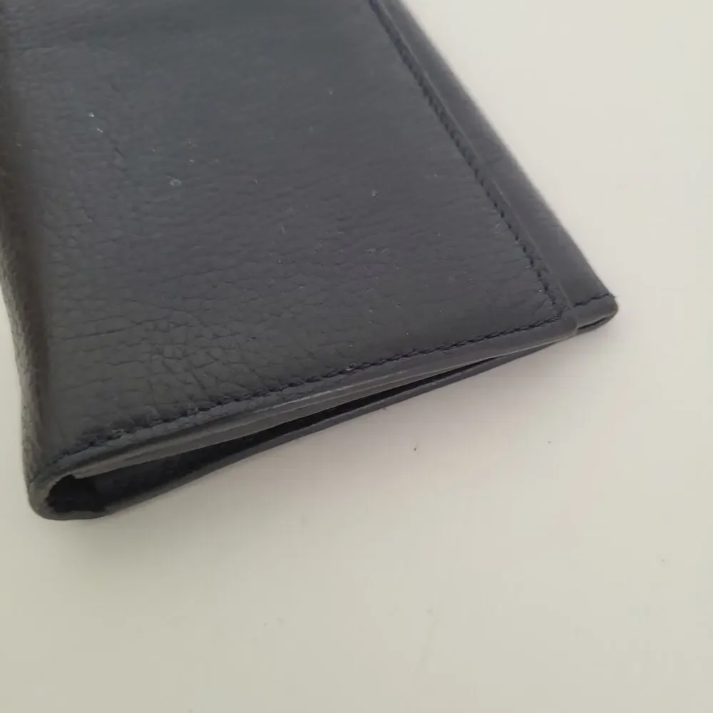 Dunhill‎ Designer Checkbook Card Bill Holder Wallet Black Bifold Leather Long